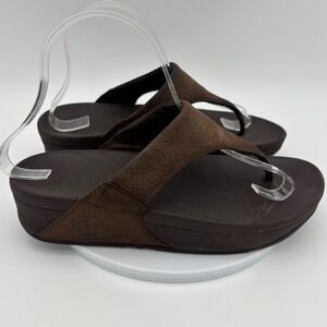 FITFLOP Women's Leather Sandal Shoe Platform Comfort Flip Flop Thong Brown
